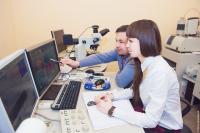 The Laboratory Team Studies Macro-images of the Obtained Samples