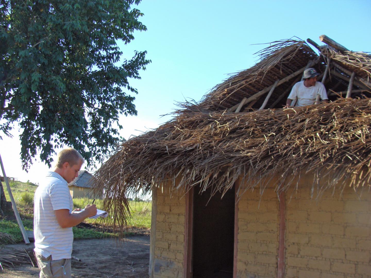 Ryan Schacht Interviewing Makushi Man in Guyana