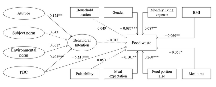 What factors influence Chinese university students’ food waste behavior in canteen?