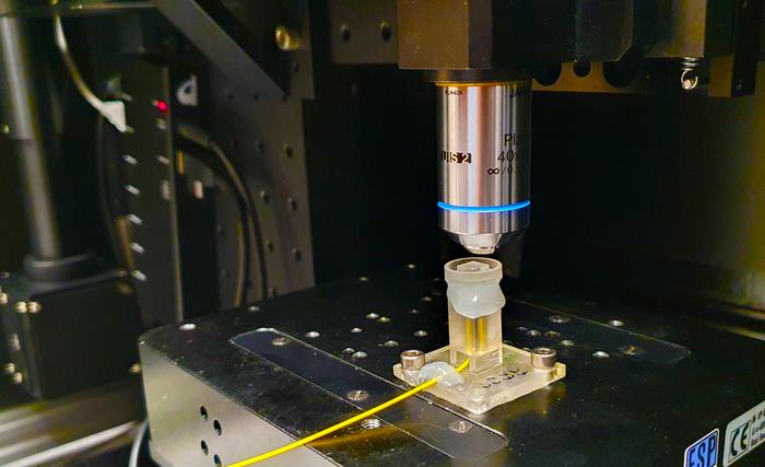 Set up for 3D printing microsensors and nanogratings