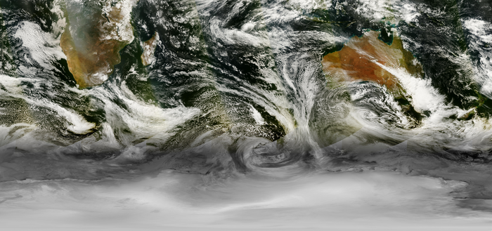 Satellite captured cloudy Southern Ocean