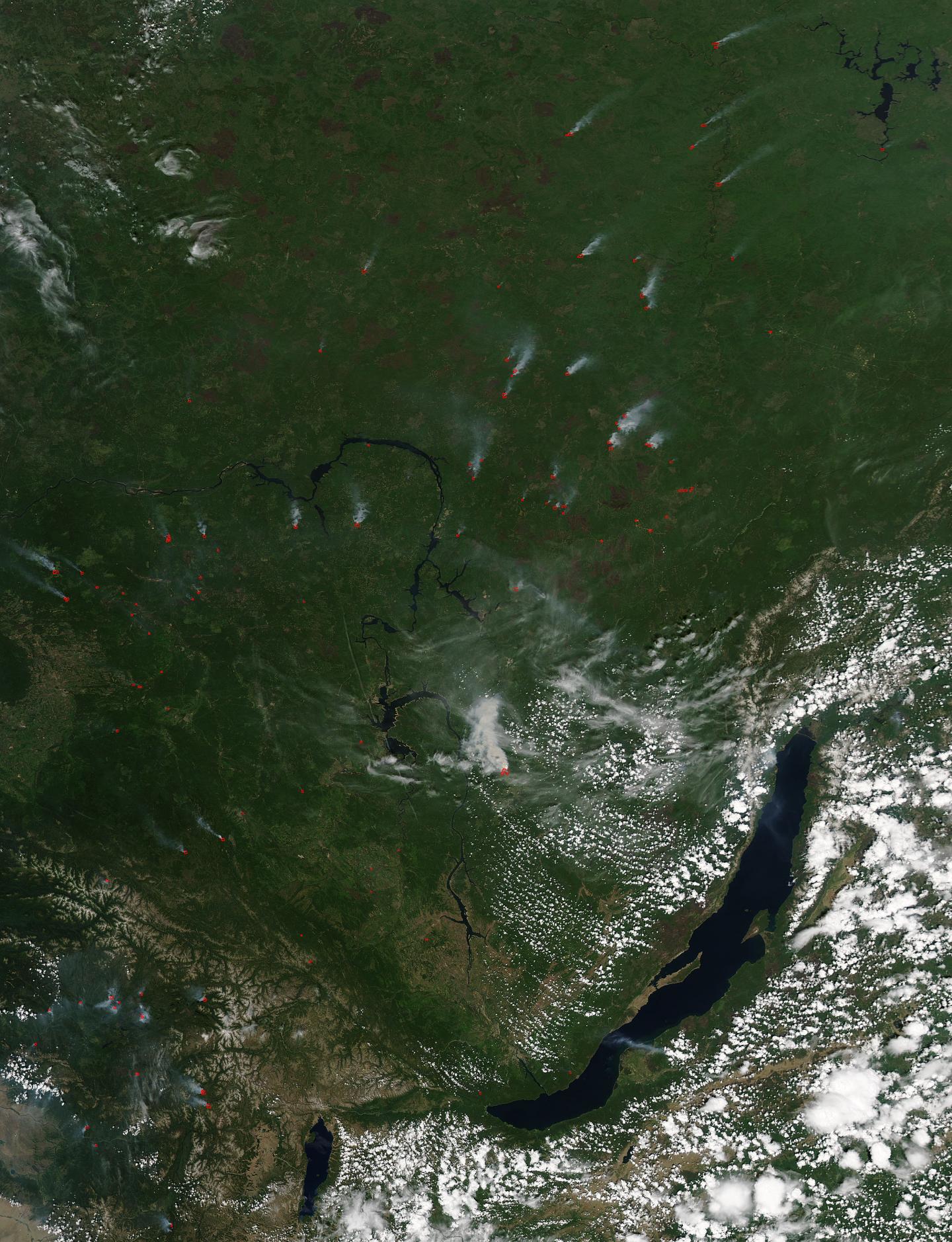 Fires Around Lake Baikal, Russia