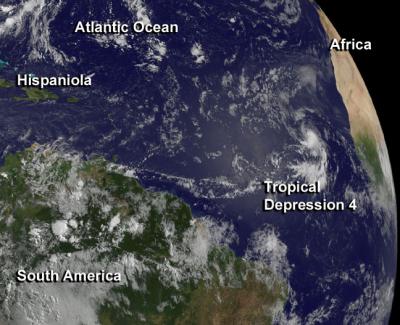 GOES Sees Tropical Depression 4
