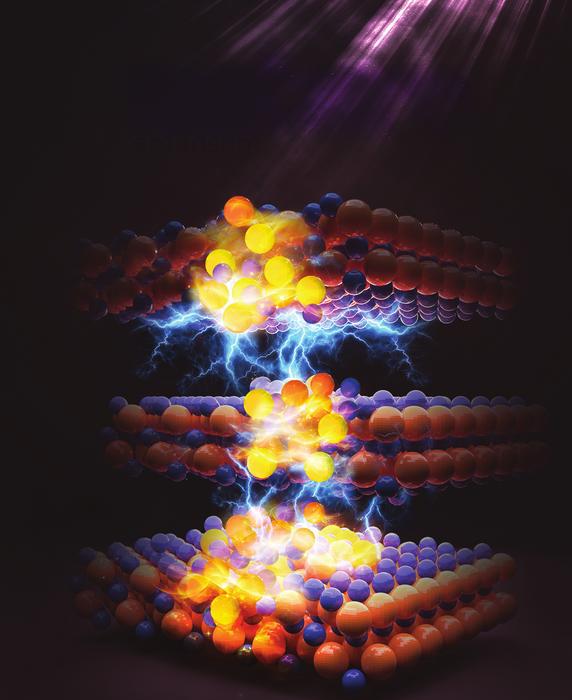 Artist’s impression of electrically driven amorphisation in indium selenide