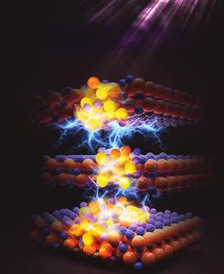 Artist’s impression of electrically driven amorphisation in indium selenide