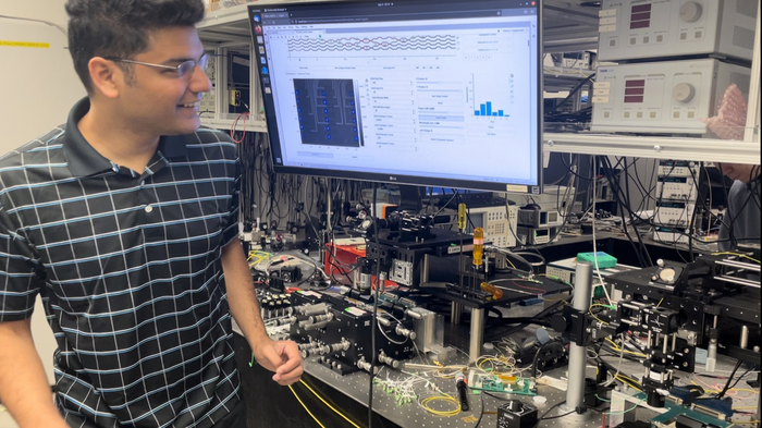 Sunil Pai with optical setup