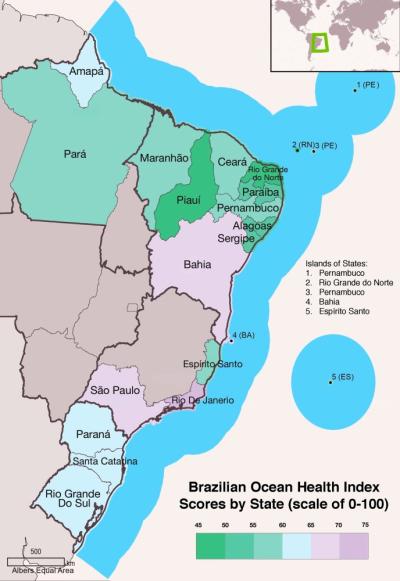 Brazil's Overall Score Was 60 out of 100 -- A Score of 100 Means Optimal Productivity from the Ocean