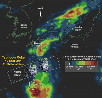 3-day Surface Rainfall Accumulation from Typhoon Roke