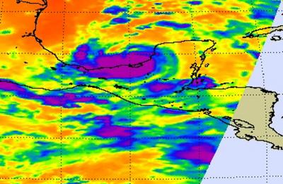 NASA AIRS Infrared Image of Hurricane Karl's Clouds