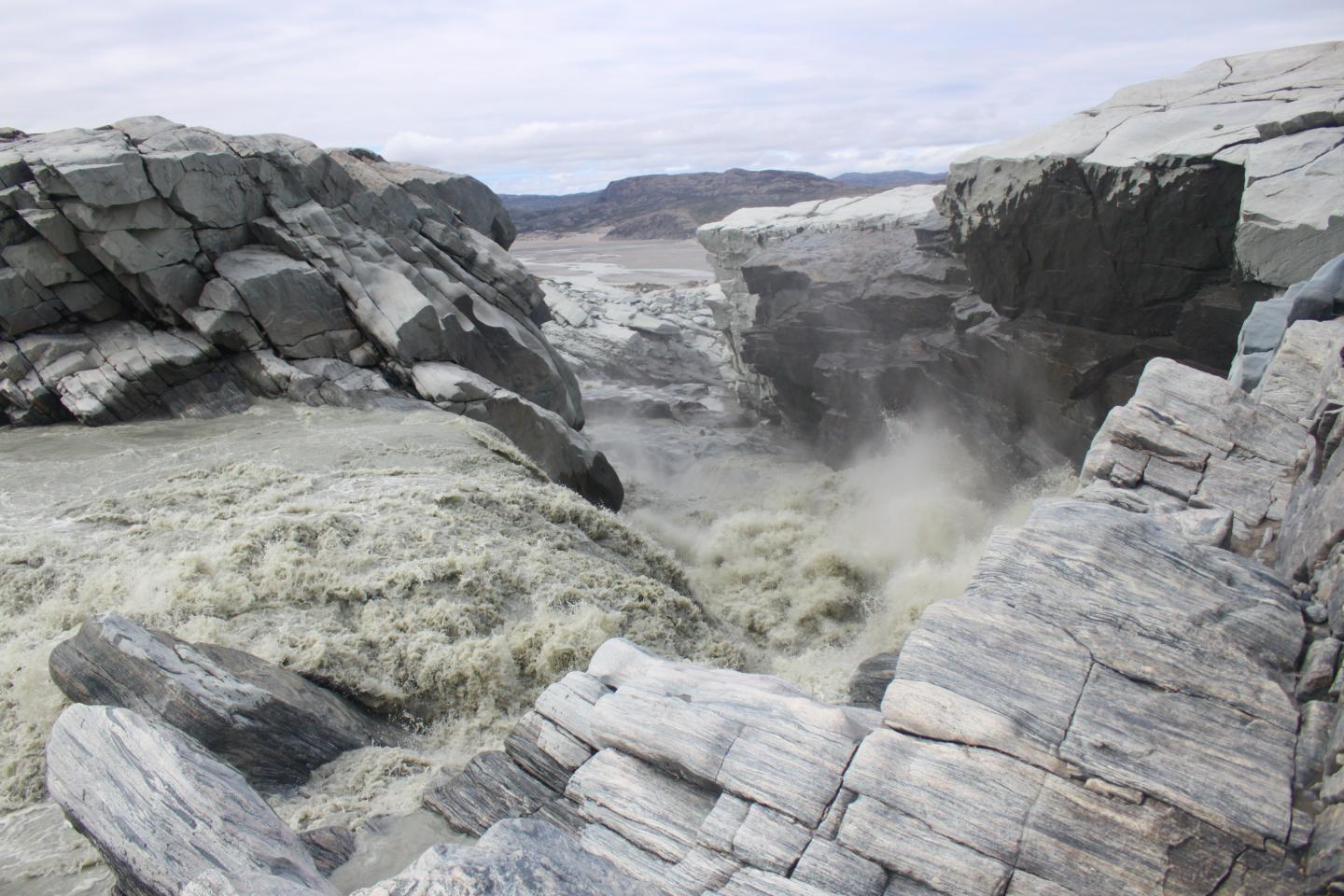 A glacial meltwater river drained from Greenland Ice Sheet