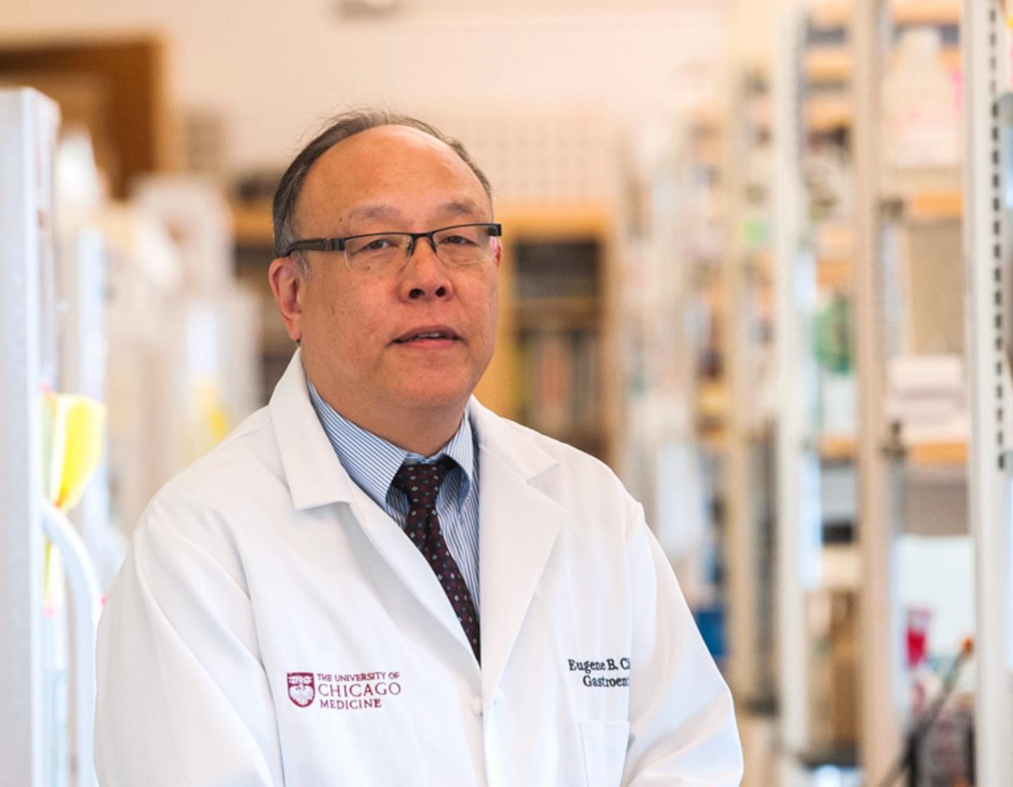 Eugene Chang, M.D., in his Lab at UChicago Medicine