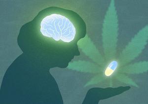 CBN pill and brain illustration