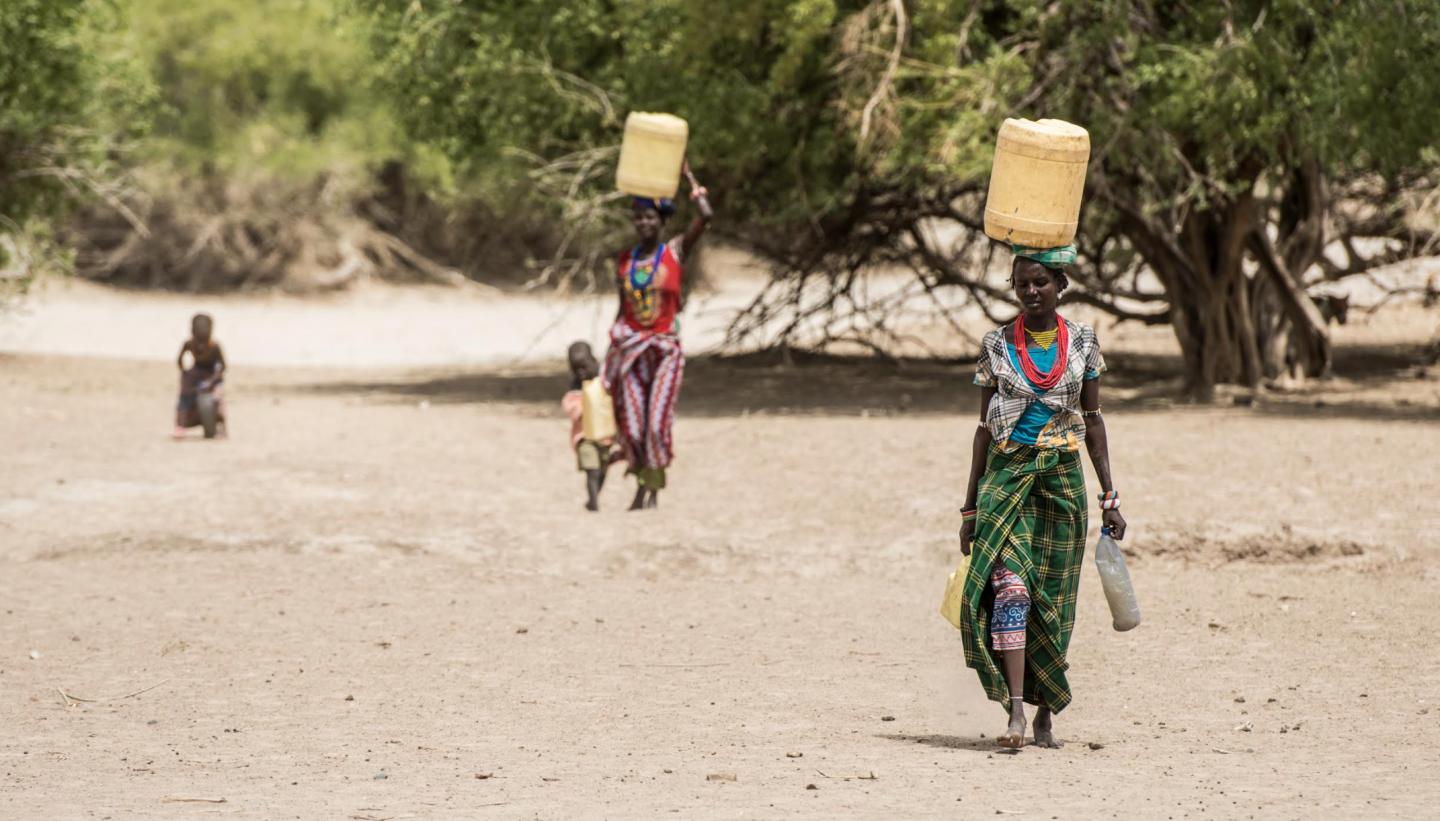 Turkana women carry water