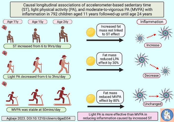 Light PA is more effective than MVPA in reducing inflammatrion caused by increased ST