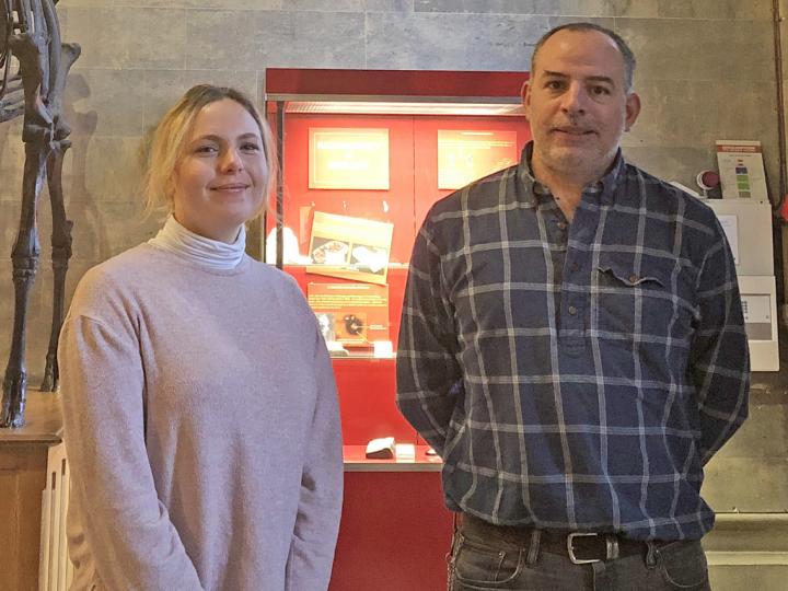 First author Adrienn Maria Szucs with Professor Juan Diego Rodriguez-Blanco in Trinity's Museum Building