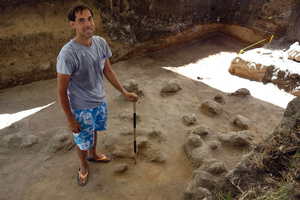 Dr. Michael Carson at Sanhalom, Tinian, excavation