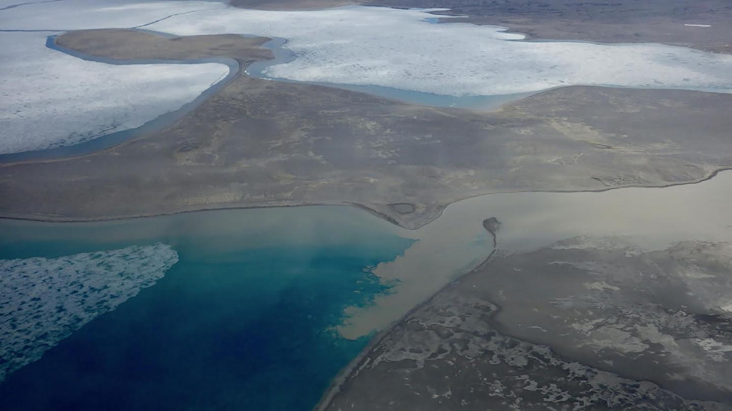 Very River Plume Meeting Lake Hazen, Quttirnirpaaq National Park, Nunavut, Canada.