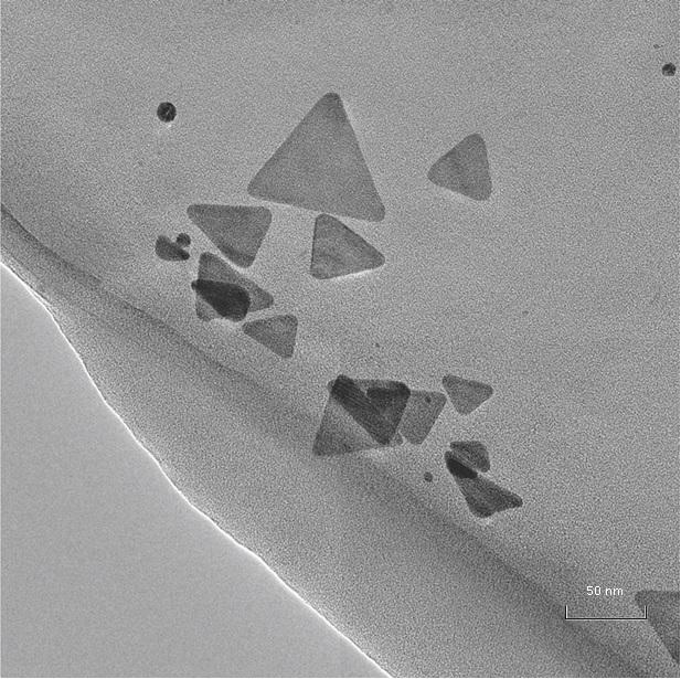 TEM Micrograph of Aqueous Solution of Silver Triangular Nanoplates