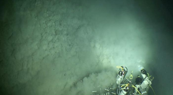 Mud volcano at seafloor