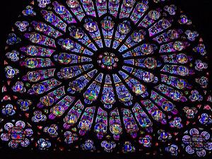 Stained glass window in Notre Dame Cathedral