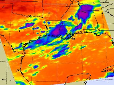 NASA's AIRS image Shows TD5's Remnant Clouds Over US South