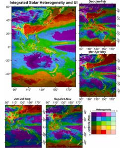 Integrated annual/seasonal solar heterogeneity and the umbrella effect index (UI)