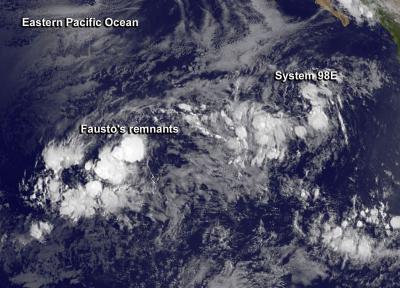 GOES-West Image of Fausto's Remnants