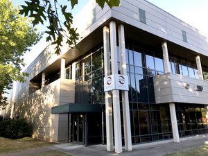 Building 11 on Hewlett Packard's Corvallis campus is home to OSU's Advanced Technology and Manufacturing Institute. ATAMI's 80,000-square-foot advanced materials and advanced manufacturing and processes facility is a dynamic and highly collaborative environment and will play a key role in a regional, OSU-led effort to boost the Northwest's semiconductor industry. Photo by Johanna Carson.