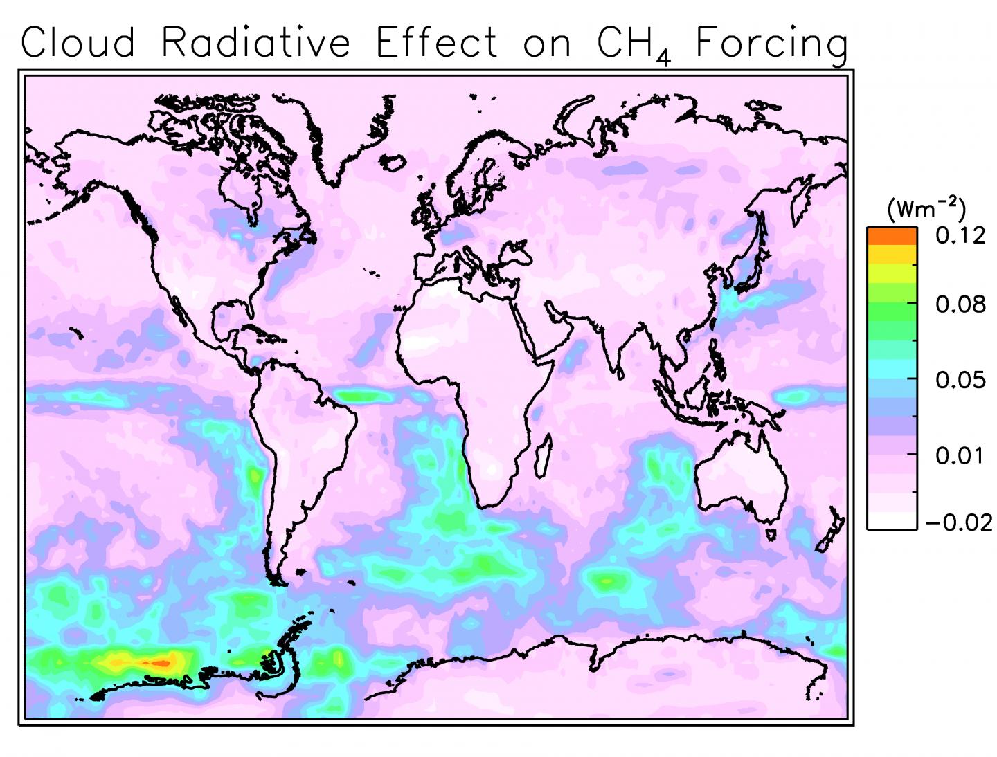 Methane's Effects on Sunlight Vary by Region - Cloud Radiative Effect