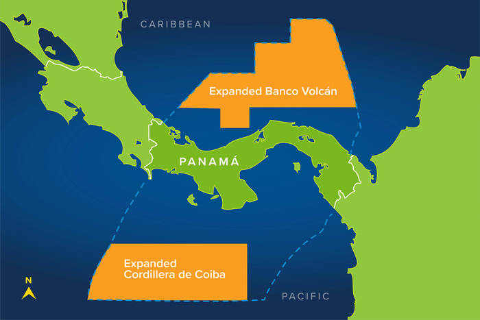 Map of Panama's extended Marine Protected Areas