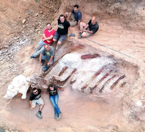 Team of Portuguese and Spanish paleontologists working at the paleontological site in Monte Agudo, Pombal (Portugal).
