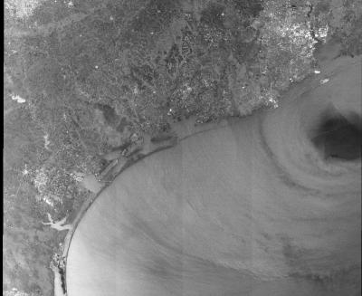 Freighter in the Eye of Hurricane Ike