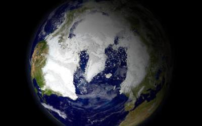 Earth Seen from Outer Space Showing the North Atlantic Currents