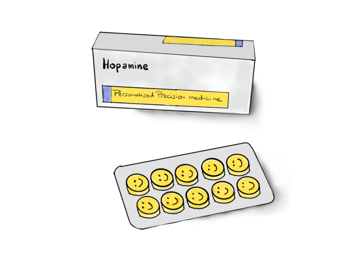 Pillbox containing hopamine