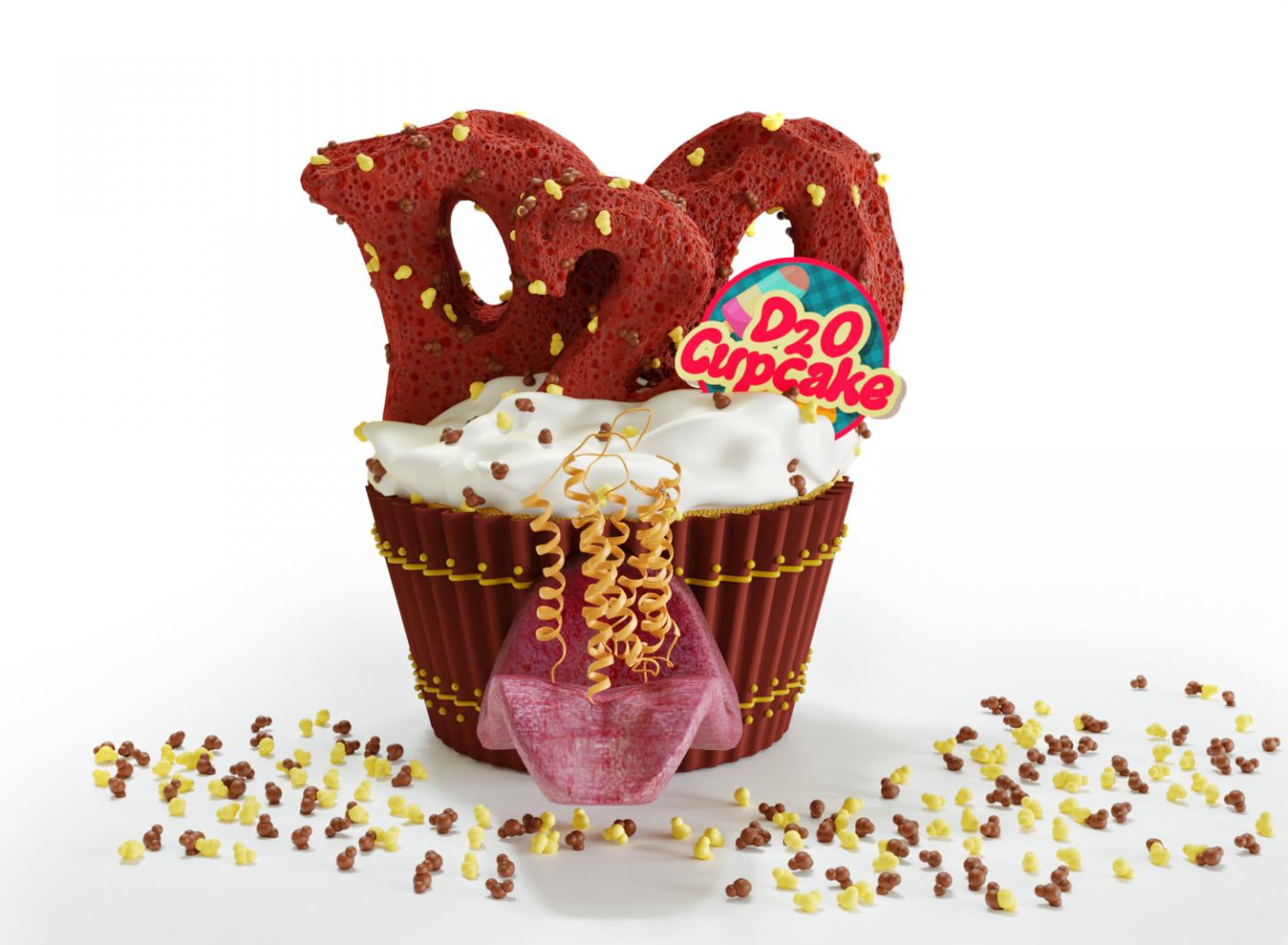 Artist's view of heavy water eliciting sweet taste in humans