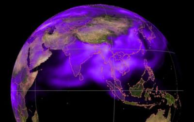 Illustration Showing the Globe Surrounded by a Purple Shroud