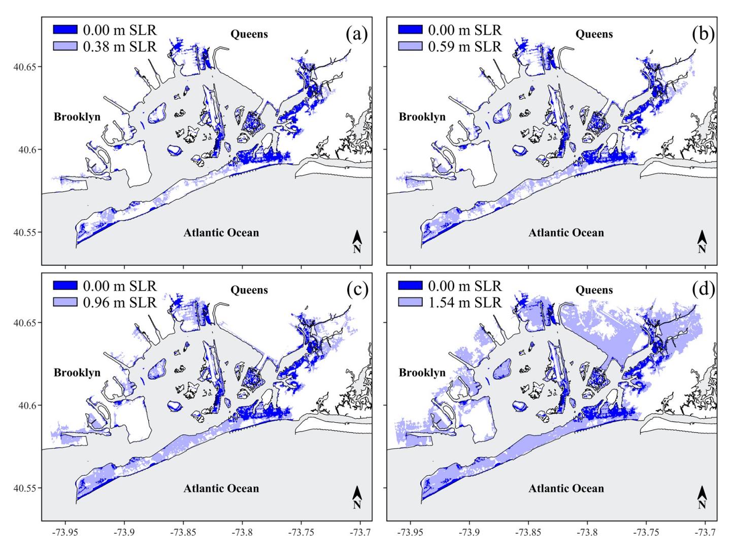 Different sea level rise scenarios in Jamaica Bay