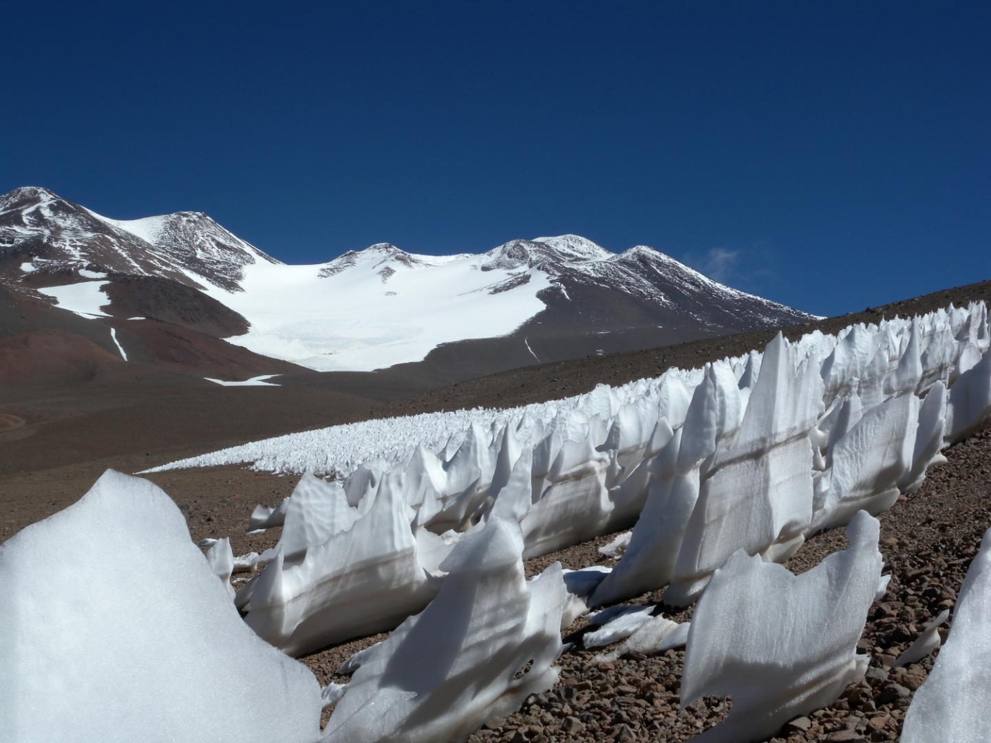 Nieves Penitentes on North Flank of Monte Pissis, Andes, South America