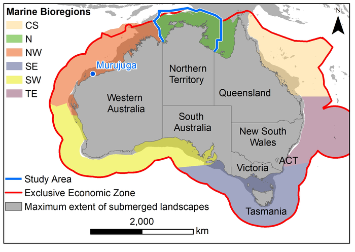 The Study Area in WA and NT relative to the main regions of Australia