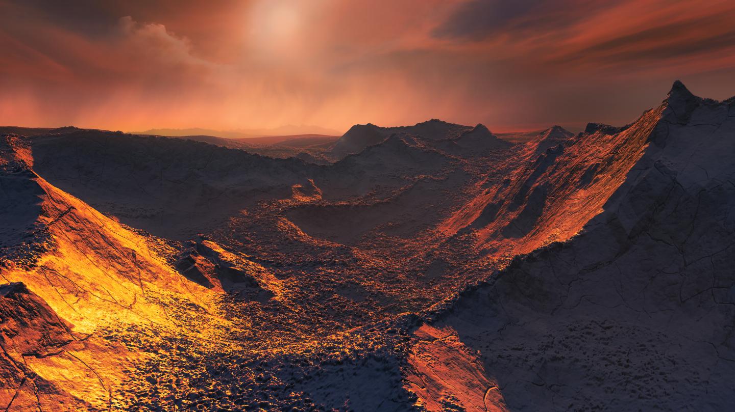 Artist's Impression of the Surface of Barnard's Star b. Credit ESO-M. Kornmesser