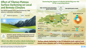 Surface albedo darkening over the Tibetan Plateau and its effect on local glaciers and Asian monsoon.