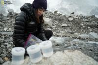 Collecting snow samples at Everest Base Camp