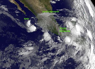 GOES-11 Satellite Image of Irwin, Jova, TD12E