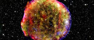 Image 1: Composite image of the Tycho Supernova remnant. Shock waves from such explosive events are believed to be the main drivers behind cosmic rays.