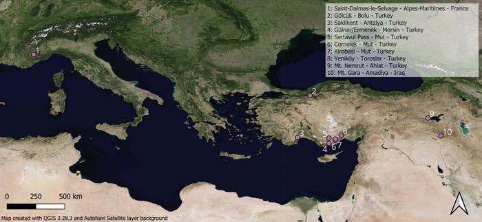 Distribution map of Hoplitis onosmaevae.