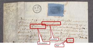An example of the occupation as listed on a 17th century probate inventory.