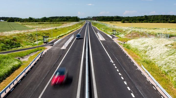 A Stretch of the Road 44 between Lidköping and Källby in Central Sweden