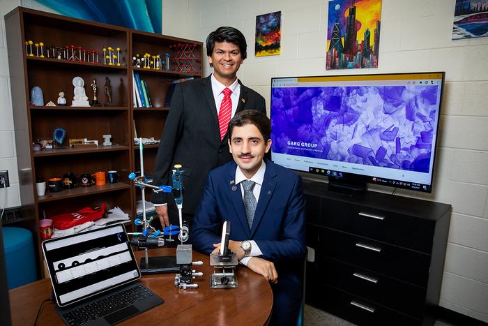 Professor Nishant Garg, standing, and graduate student Hossein Kabir