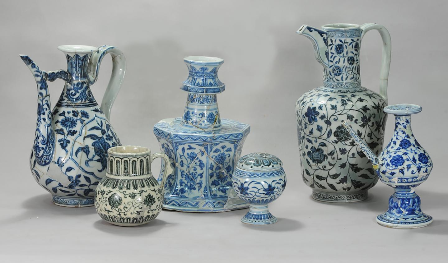 Xuande blue-and-white porcelain excavated in Jingdezhen, China.