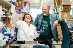 Two immunologists in their laboratory at St. Jude Children’s Research Hospital